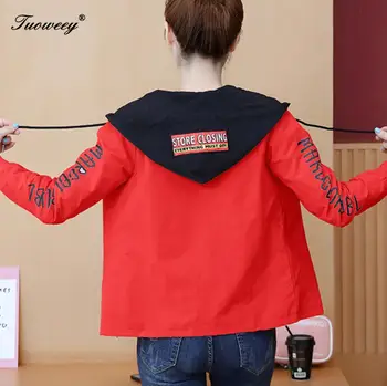 

spring New Fashion Autumn Hooded Womens Windbreak Jacket Big Size Loose Top Basic Coat For Ladies black Outwear Coats