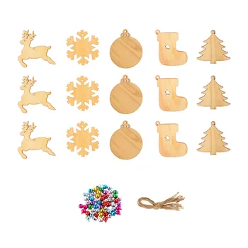 

1 Set Christmas Handmade Wood Chip Delicate Portable Home Adornment Creative DIY Pendant Hanging Ornaments for Party Shop