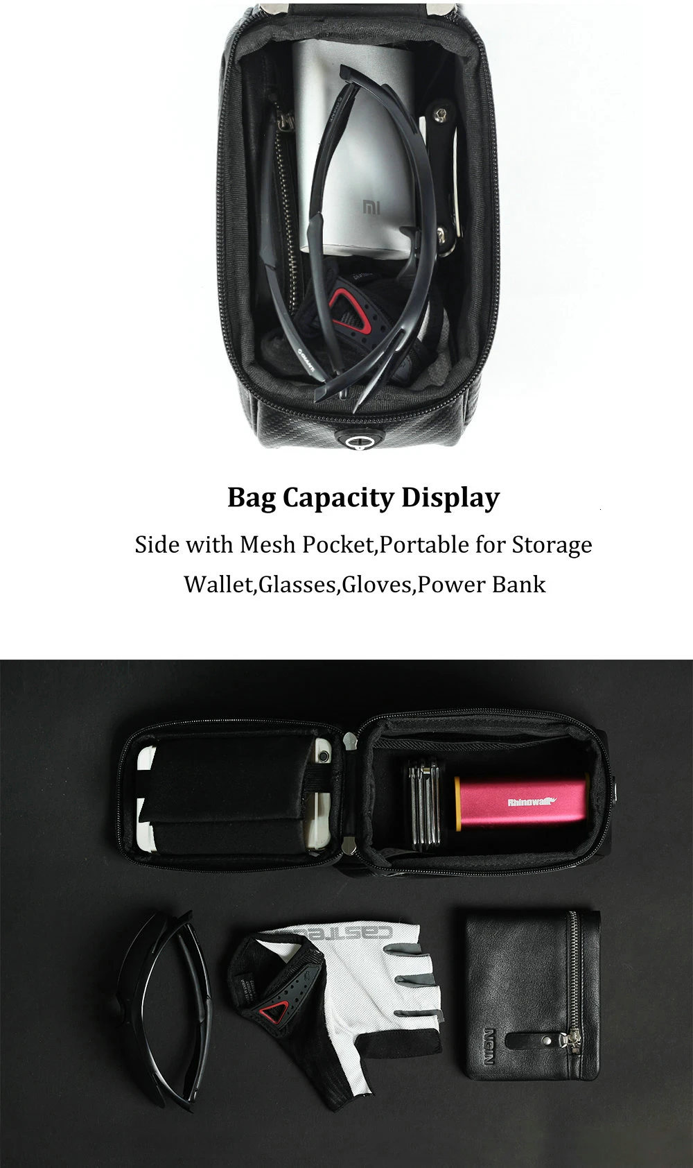 RHINOWALK Bicycle Front Tube Bag Rainproof Touch Screen Cycling Top Front Tube Frame Bags 5.86.0 Phone Case Bike Accessories (10)