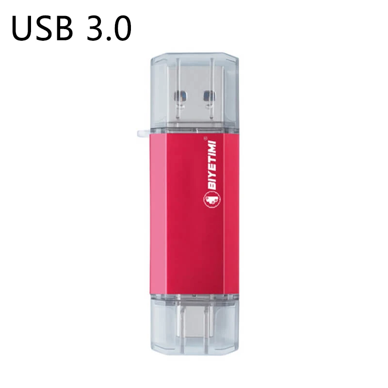 Biyetimi type-c для телефона и компьютера 3,0 usb флеш-накопитель 32 Гб 64 Гб 128 ГБ 256 ГБ флеш-накопитель с реальной емкостью - Color: Red