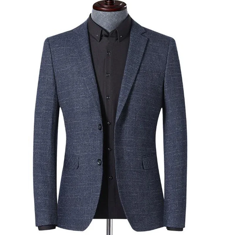 

Men's Spring Autumn Blazer Jacket Youth Blazer Grid Suit Jacket Slim Fit Blazers Coat Business Casual Overcoat