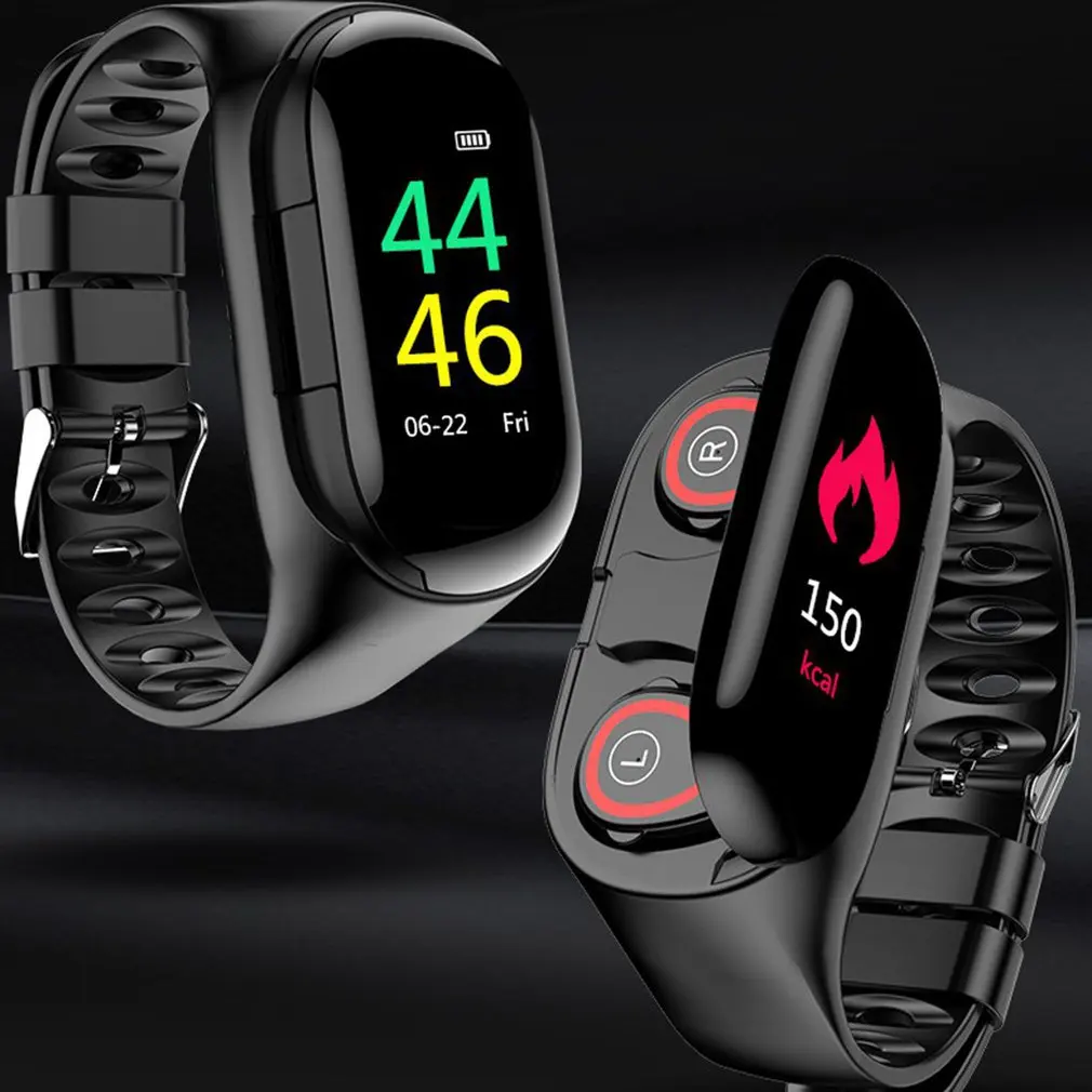 

Newest M1 AI Smart Watch With Bluetooth Earphone Heart Rate Monitor Smart Wristband Long Time Standby Sport Watch Men