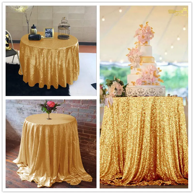 Gold Sequin Tablecloth, 156inch Round Sequin Table Overlay, 330cm