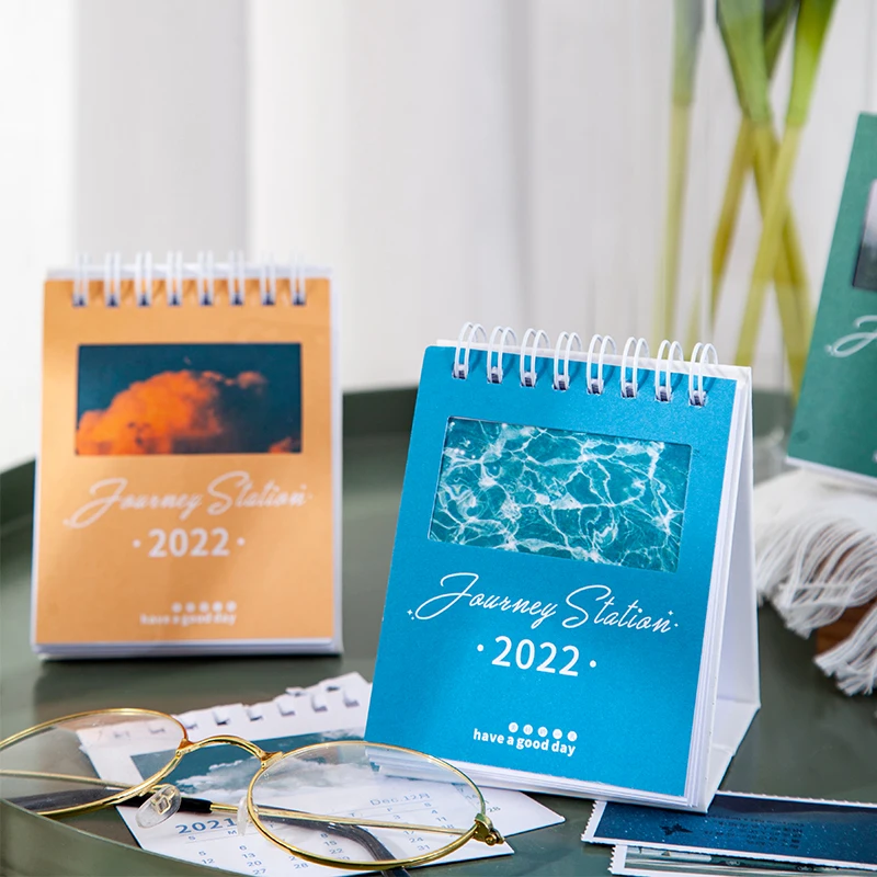 Настольный мини-календарь Yoofun 2022 дорожная торговая станция двойной ежедневник