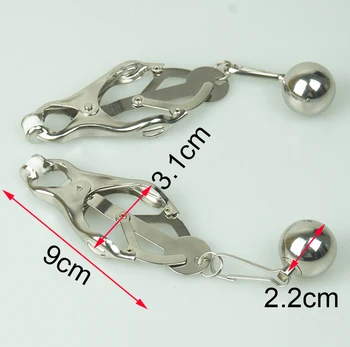Stainless Steel Nipple Clamps with Ball Weights,Clitoris Labia Pincher,BDSM Bondage Gear,Sex Toys For Couples 4