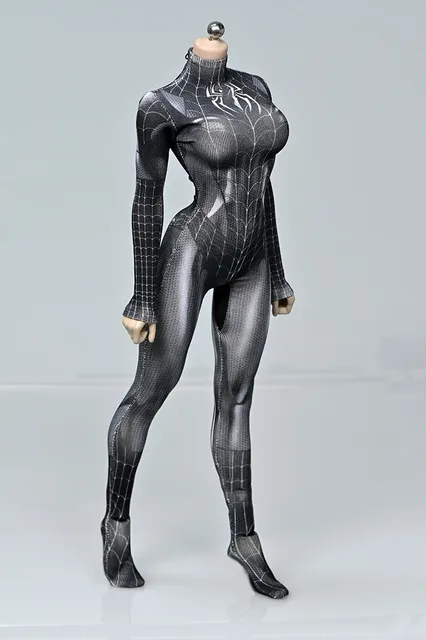 6 Colors 1/6 Scale Female Soldier High Stretch/Delicate Black Spider Girl Knitted Fabric One-Piece Tights Stretch 3D Printing 6