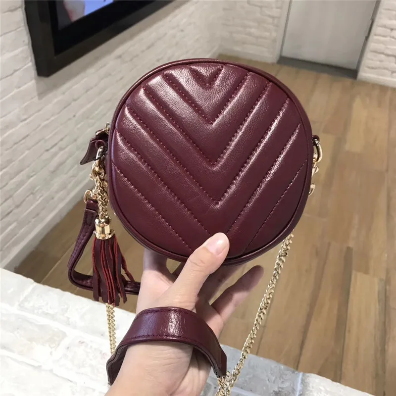 

Vogue round style V-lattice MINI messenger bags chains cell phone pocket shoulder bag women soft sheepskin zipper pouch