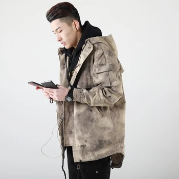 

BOTB Desert Fans Color Retro Old Hat Long Coat Men's Dovetail Loose Outer Couple Coat cloak men punk rave