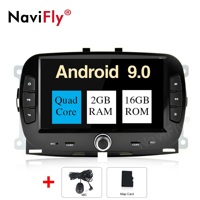 NaviFly 2 ГБ/4 ГБ Автомобильная Радио Навигация для Fiat 500- Android 9,0 Авто gps Мультимедиа Стерео головное устройство плеер - Цвет: 2GB-16GB-4 CORE