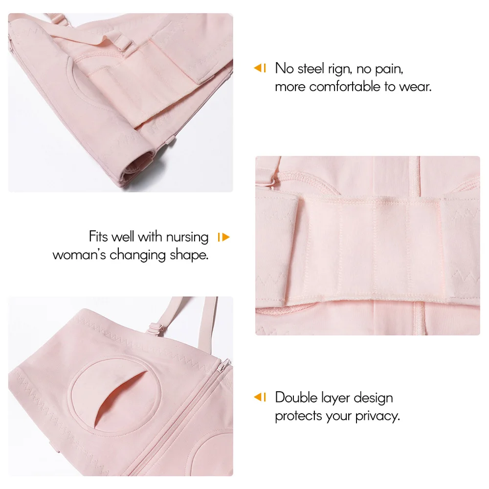 Maternity Bra For Breast Pump Hands Free Pumping Bra Adjustable Cotton Breast Pump Bra No Steel Ring Nursing Bra 5