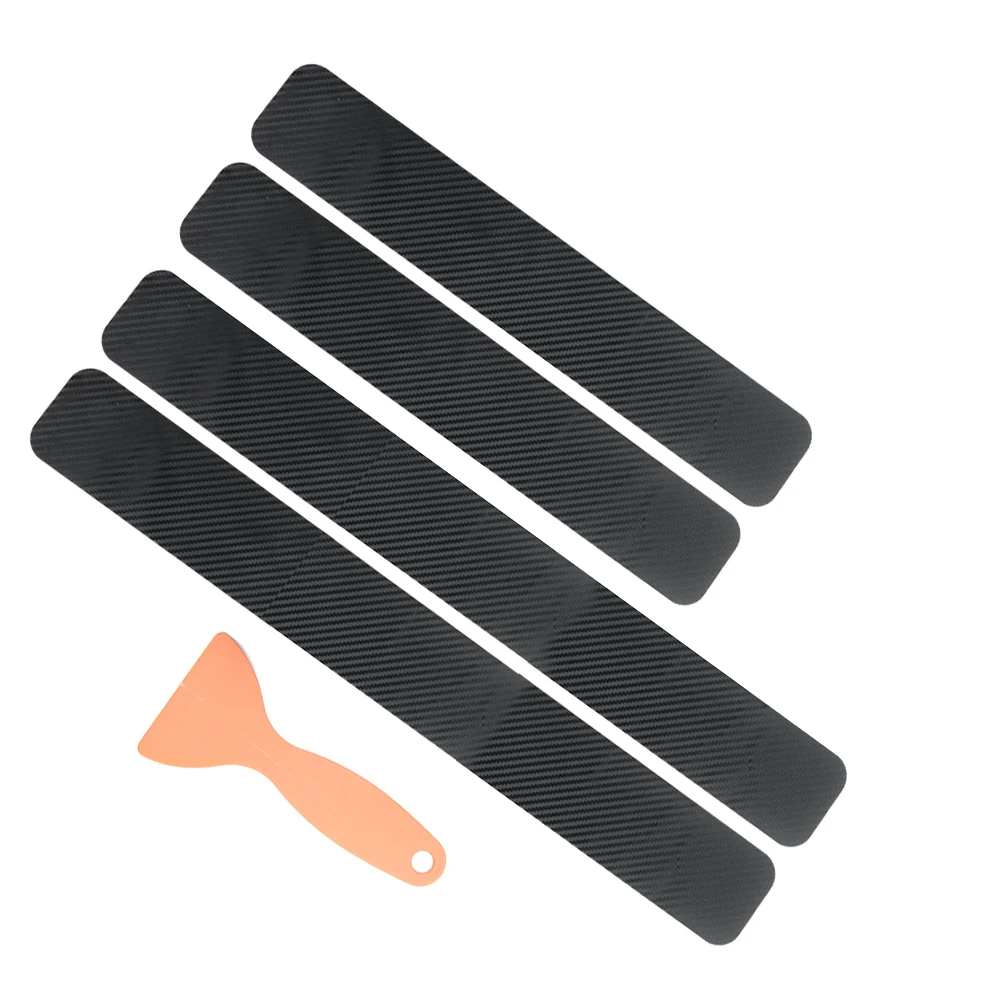 4x 3D Carbon Fiber Look Car Door Plate Sill Scuff Cover Anti-Scratch Sticker Kit