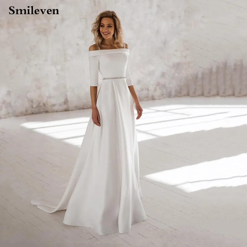 Дешевое свадебное платье Smileven 2020 платья невесты с открытыми плечами в стиле бохо