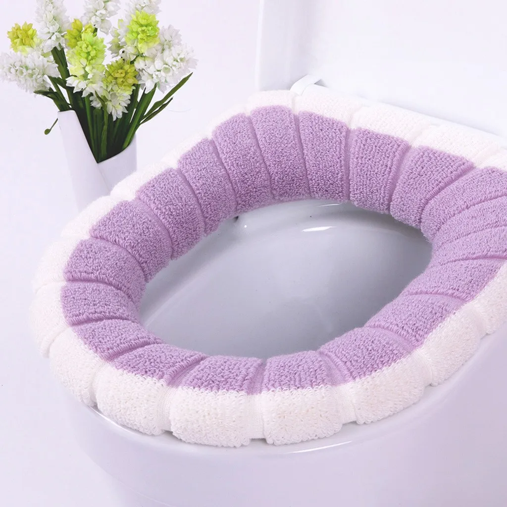 Новая Ванная комната Туалет сидение для унитаза моющиеся мягкие теплые коврики крышка Подушка мода контраст двойной цвет покрытие для сидения унитаза