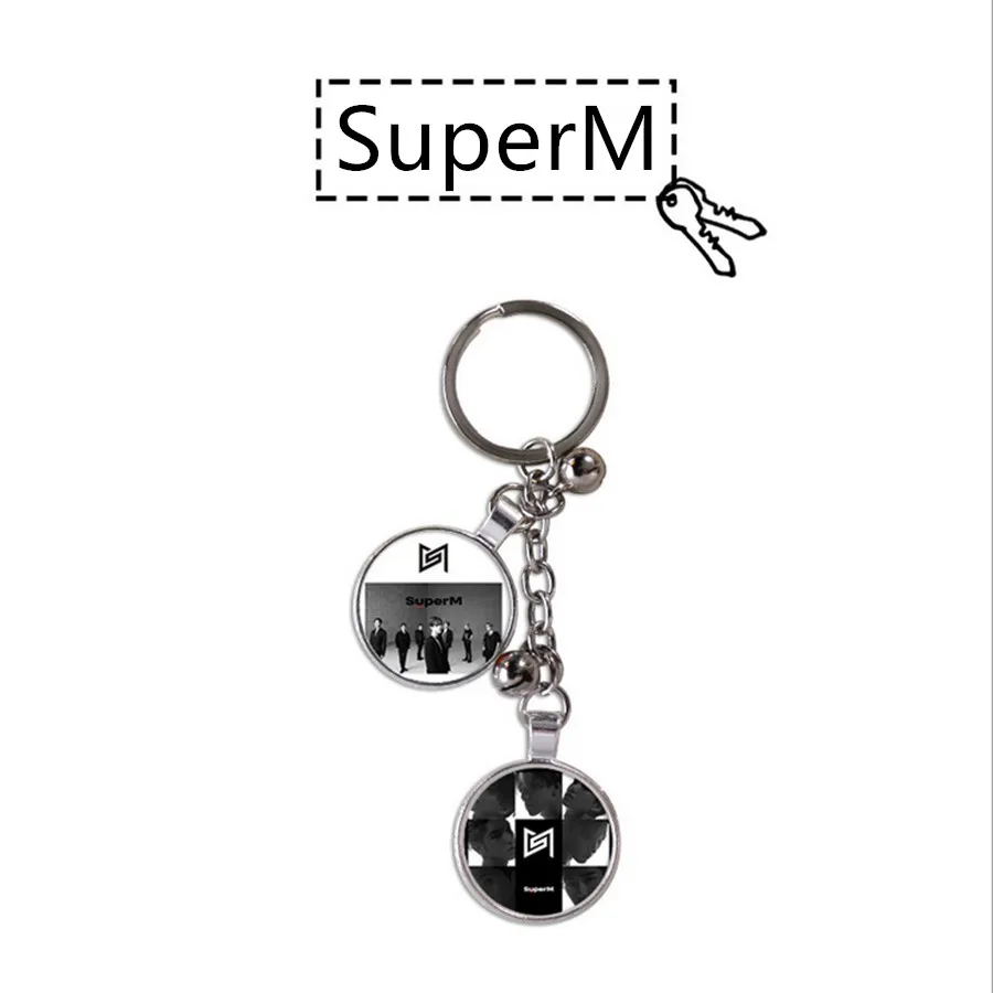 Kpop SuperM металлический брелок Baekhyun Lucas милый Рисунок брелок с подвеской для сумки Шарм держатель для ключей