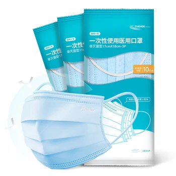 

Zhende Medical Disposable Medical Masks Protective Cover Masks Earloop Face Mask 10pcs