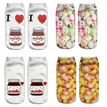 

Women Funny Cute 3D Print Foods White Nutella Character Socks Unisex Cartoon Candy Unicorn Christmas Gifts Socks Dropship