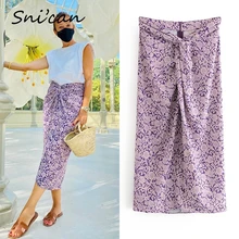 Aliexpress - Snican bow tie high waist long skirt faldas longue summer vintage floral print high split sexy skirts jupe femme za 2020 women