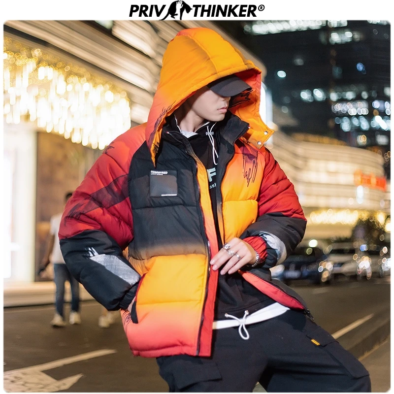 Privathinker Men Women Thicken Winter Warm Parka Jackets Korean Hip Hop Streetwear Man Hooded Outdoor Coats