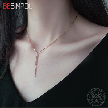 

Besimpol Genuine 925 Sterling Silver Tassel Necklace Elegant All-match Party Necklace for Women Fashion Fine Jewelry Gifts 2020