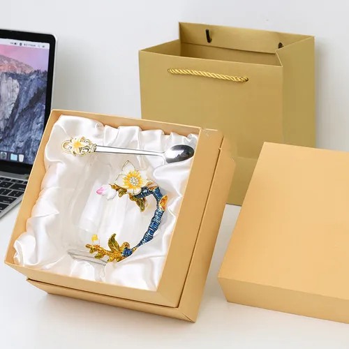 Gift boxes Эмалированная чашка для воды домашняя кофейная чашка термостойкая стеклянная ароматическая чайная чашка для воды Рождественский подарок на день Святого Валентина - Цвет: Gift boxes