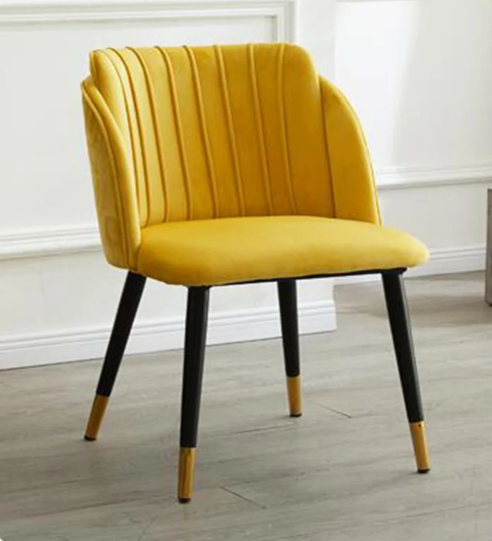 Кресло для макияжа, современное семейное, спальное, из цельного дерева, для столовой, применимое, обеденное кресло, Скандинавское, роскошное, кофейное, офисное, для встречи - Цвет: Цвет: желтый