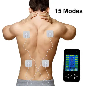 

4 Pads Tens Acupuncture Therapy Neck Back Machine 15 Modes Electric Massager Pain Relief Pulse Body Muscle Massage Stimulator