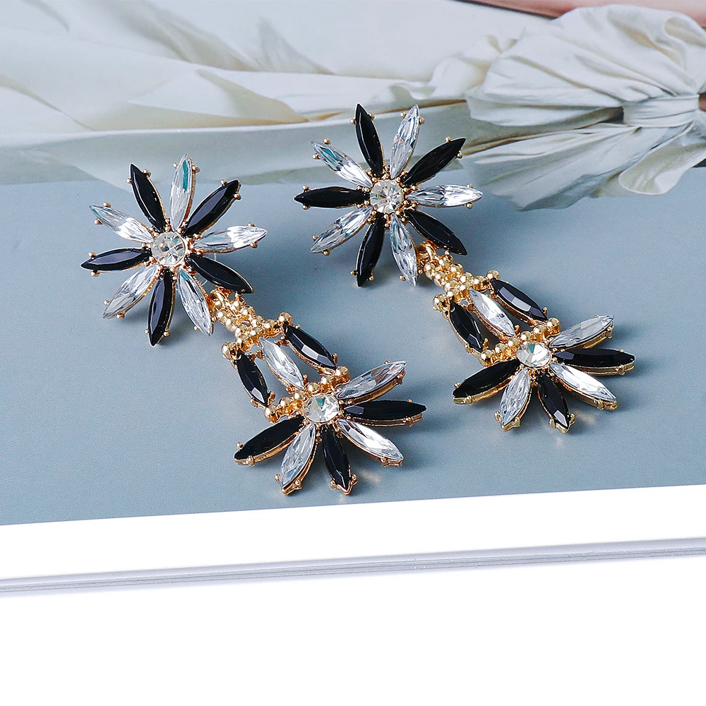 Высококачественные очаровательные серьги Стразы модные геометрические