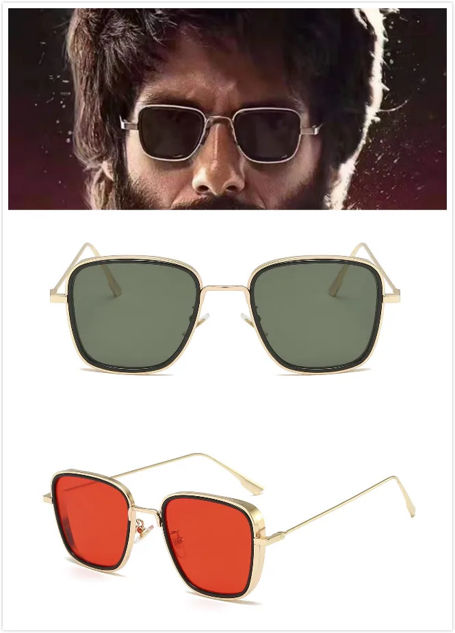 New Kabir Singh India Movie Sunglasses Men Square Retro Cool Sun Shades