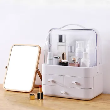 

Household Dust-proof High-capacity Storage Box Dressing Table Accessories Placement Shelf 1PC Cosmetics Receiving Box