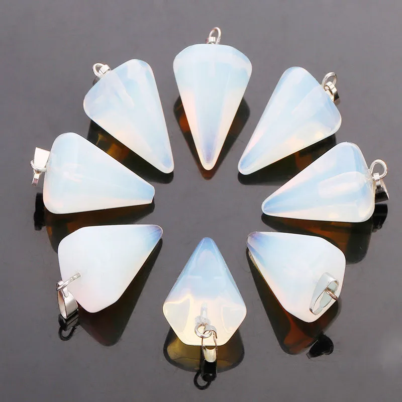 Natural Crystal Stone Hexagon Prism  Rose Quartz Tiger's Eye Agate Opal For DIY Pendulum Necklace Earrings Accessories