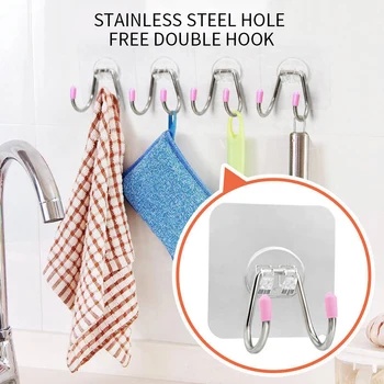 

Hot Sale Wall Hook Stainless Steel Robe Hooks Wall Door Clothes Kitchen Hanger Reusable Seamless Towel Hook for Bathroom Bedroom