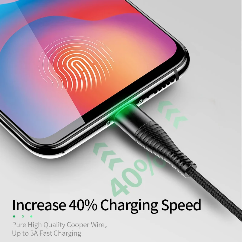 Светодиодный кабель Micro USB 3A устройство для быстрой зарядки и передачи данных