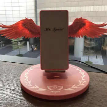 

Universal 10W LED Angel Wings Charging Dock Wireless Fast Charger Mount Stand Holder for iphone 11 Pro S XS 8 Plus Mobile Phone