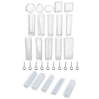 

2 Set Silica Gel Molds for Jewelry Making - 1 Set 5Pcs Silica Gel Molds & 1 Set 15Pcs Silica Gel Molds with Eye Screw