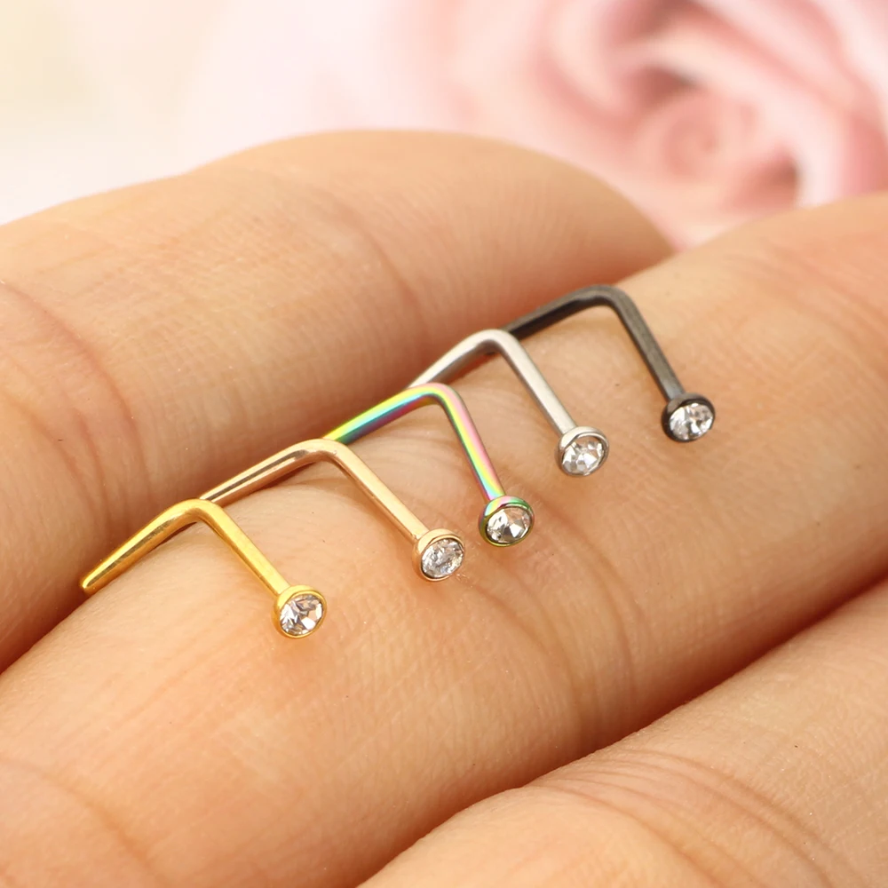 JunlowPY L 20G Nose Rings for Women Nose Piercings Jewelry Nose Rings Hoops Nose Studs Screw 316L Stainless Steel for Women Men