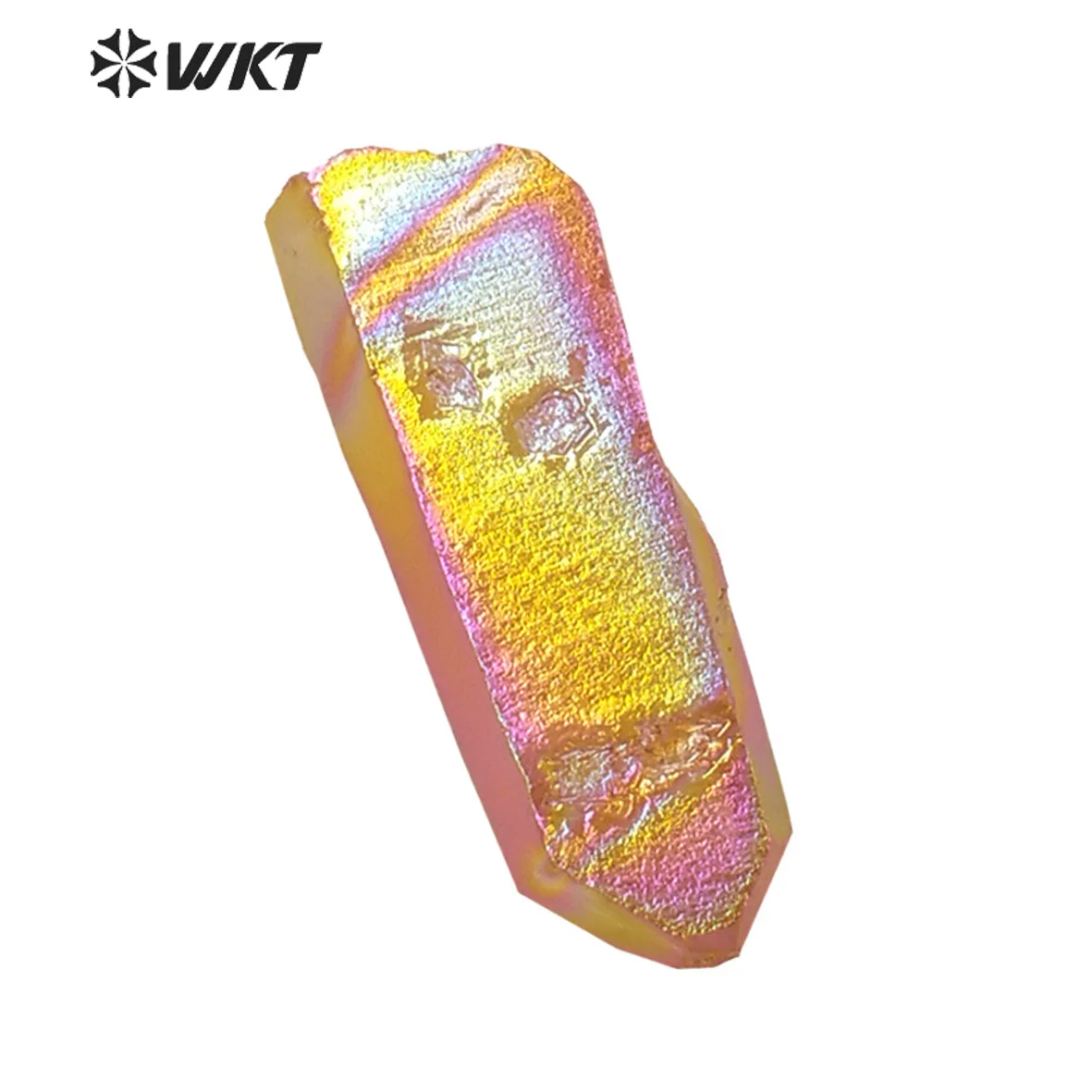 WT-G066 великолепный желтый мандарин Aura crystal point красивый необработанный титановый