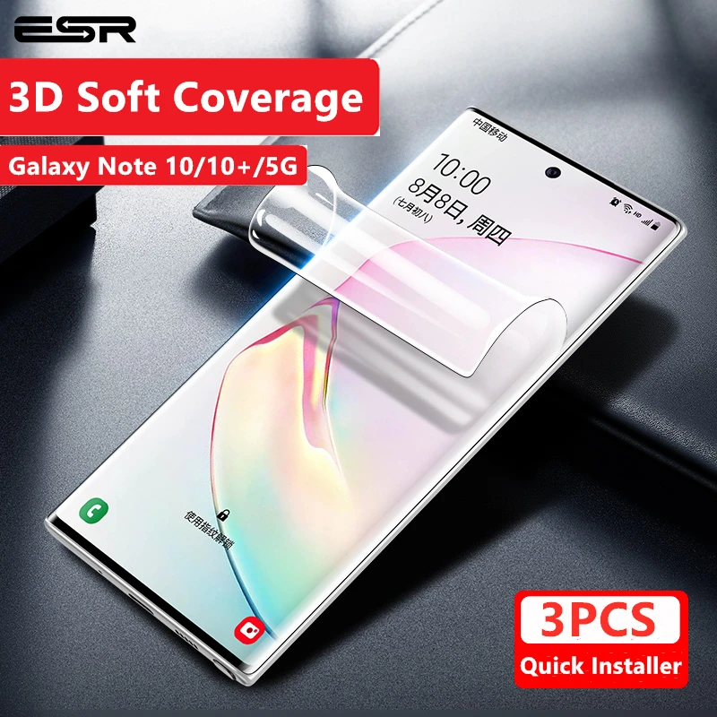 ESR Защита экрана для samsung Galaxy Note 10 Plus 10+ 5G 3D полное покрытие Мягкий ТПУ чистая кожа пленка для samsung Note10 3 шт