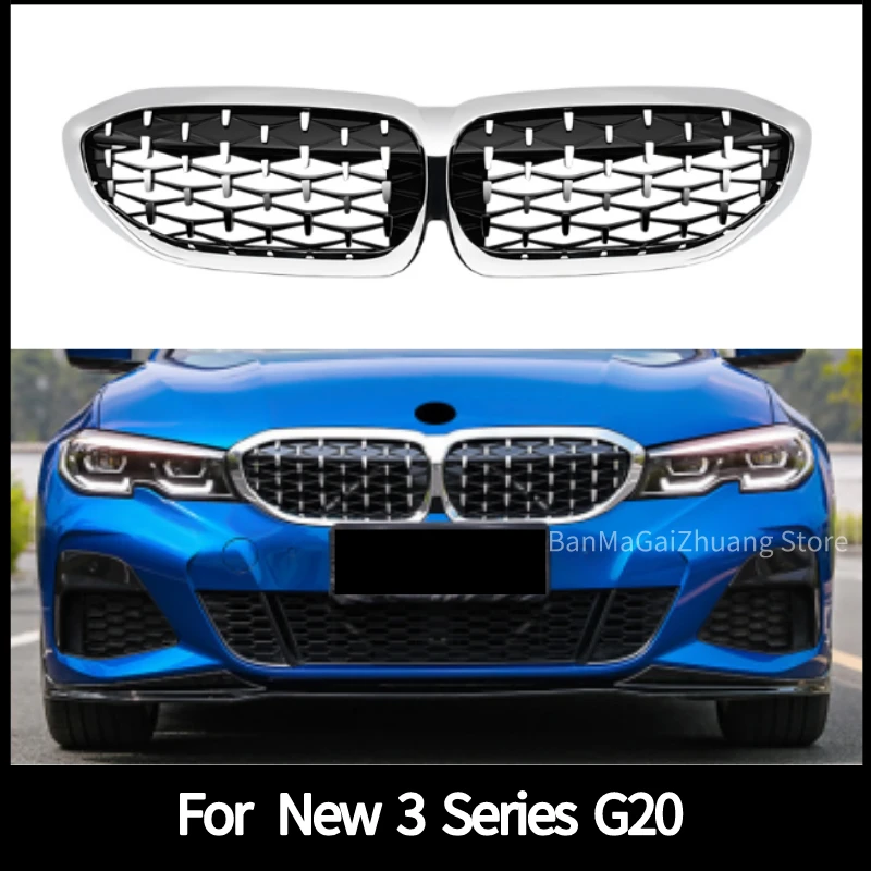 Diamond Grille for Bmw New 3 Series G20 G28- 325li 325i ABS grill front bumper grille 1 pair