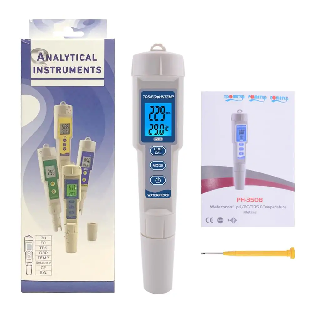 Yieryi 4 в 1 TDS PH метр/TDS/EC/измеритель температуры с ATC цифровым монитором качества воды