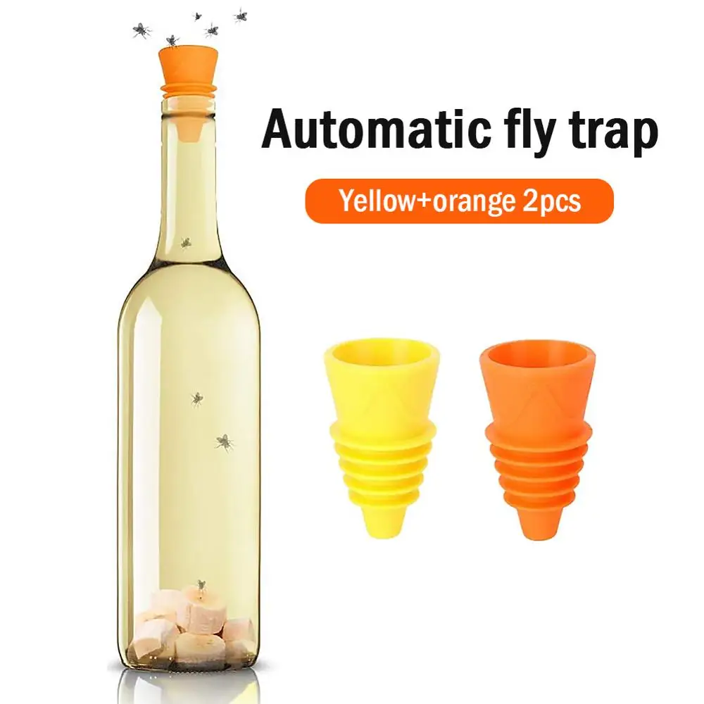 Trampa Flexible para moscas, embudo reutilizable de silicona para Control de plagas, atrapamoscas para el hogar, jardín, cocina, accesorio, 2 uds.