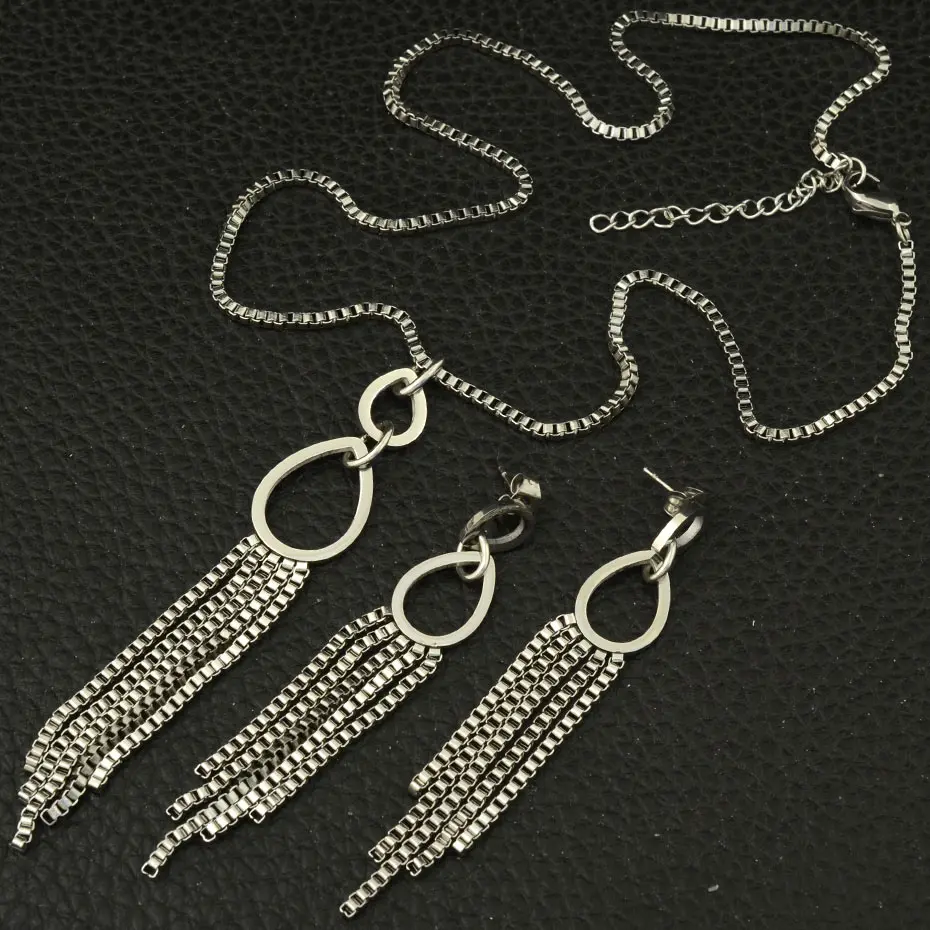 Модные Ювелирные наборы из нержавеющей стали серьги ожерелье капли воды кулон для женщин и девочек SBJLAHCA