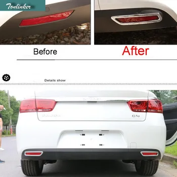 

Tonlinker 2 Pcs DIY Car Styling ABS chrome rear fog light sticker Cover Case Stickers For Citroen C4 2015-16 Sender Accessories