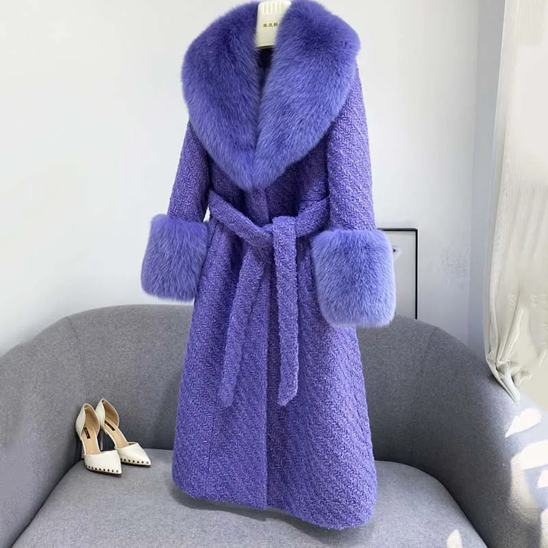 

Parker Female Coat Fox fur Collar Casual Women Woolen Jacket Winter Temperament Fashion High-Quality Women Woolen Jacket NBH581