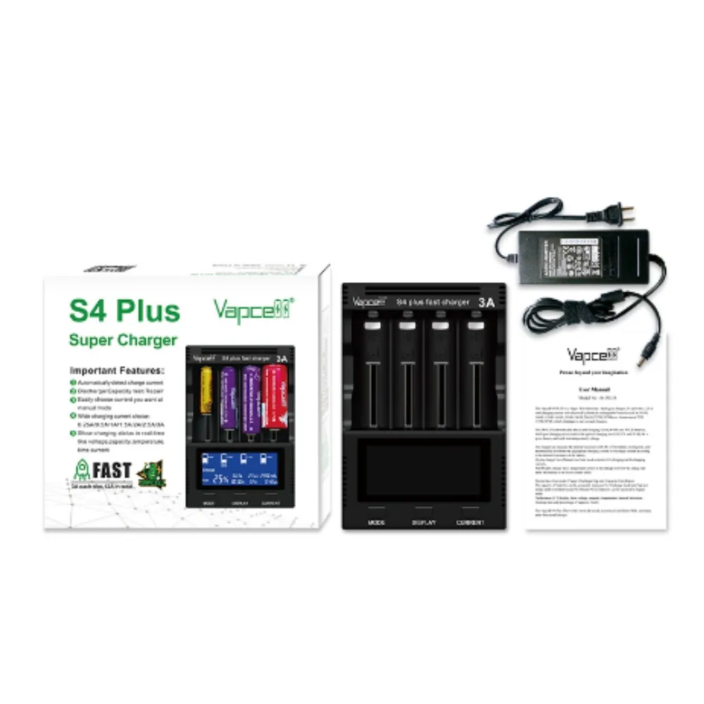 Vapce S4 plus 3A 4 слота всего 12 А разрядка/испытание емкости/repiar EU/US/UK/EU быстрое зарядное