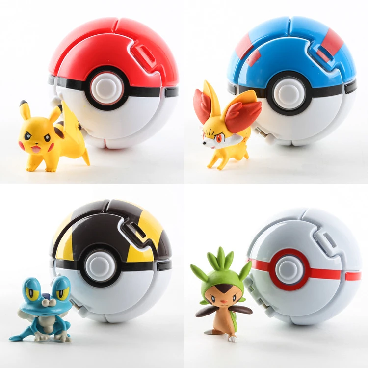 4 pièces/lot mignon Pokemon Pokeball figurine poupées Pikachu Elf saisir la balle jouets mignon PokeBall jouets enfants cadeau