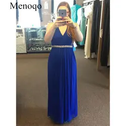 Красивое ярко-синее шифоновое длинное вечернее платье с v-образным вырезом, корсет, длина бисера, вечернее платье, блестящее 2019 P23AU1
