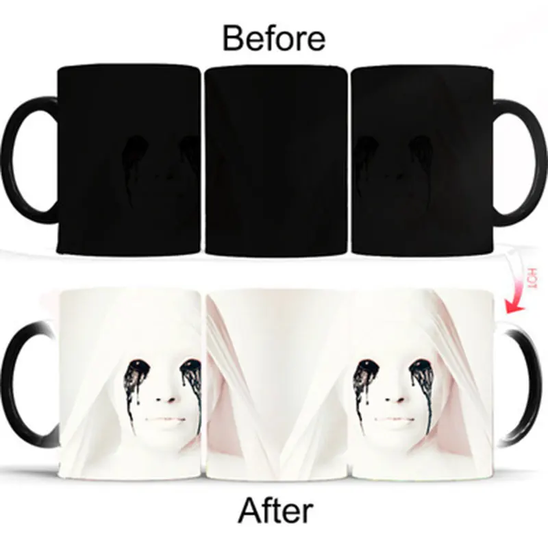 

American Horror Story Mug Color Changing Heat Sensitive Ceramic 11oz Coffee Milk Tea Mug Novelty Gift Halloween Horror Gift Cups