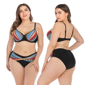 

Bikini For Women 2019 Women's Swimsuit Woman Big Size Lady's Fat Push Up Cup Print Polyester Sierra Surfer 2018 New Swimwear Set