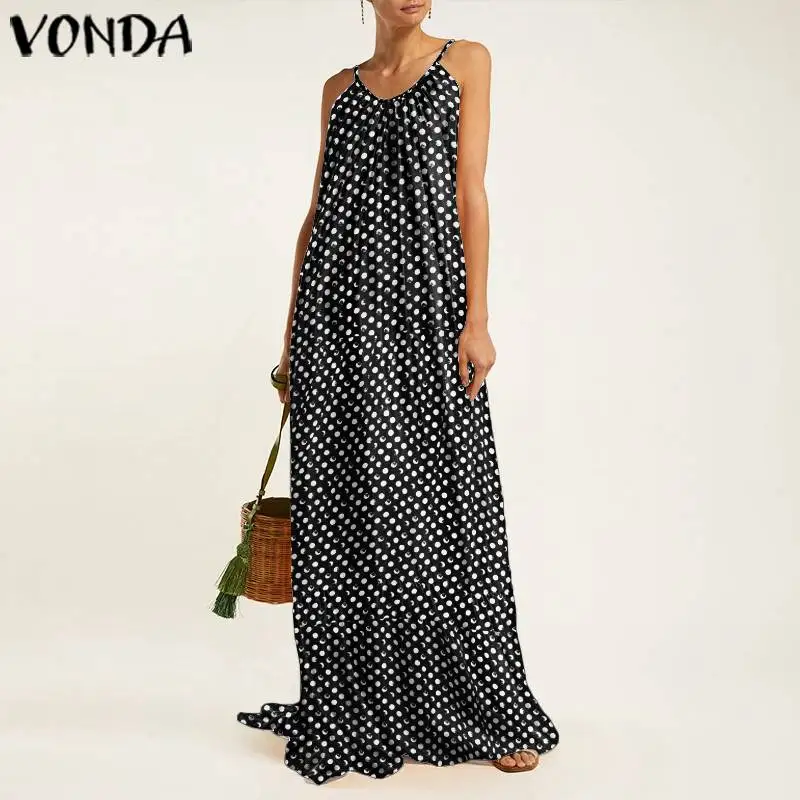 

2020 VONDA Plus Size Women's Maxi Long Dress Ladies Summer Dresses Female Sexy Backless Sleeveless Woman Sundress Party Vestidos