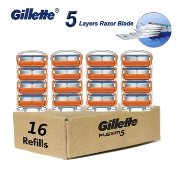 

16pcs/pack Gillette Shaving Blades Gillette Fusion 5 Replaceable Cassettes Removable Fusion5 Men Razor Blade with Trimmer
